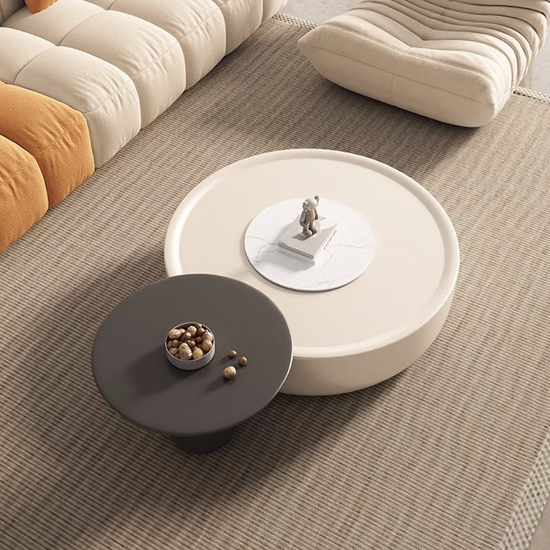 Drum Coffee Cocktail Table with Storage Drawers Round Slate Top