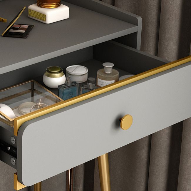 Glam Vanity Makeup Table Set Double Drawers Dressing Table Set