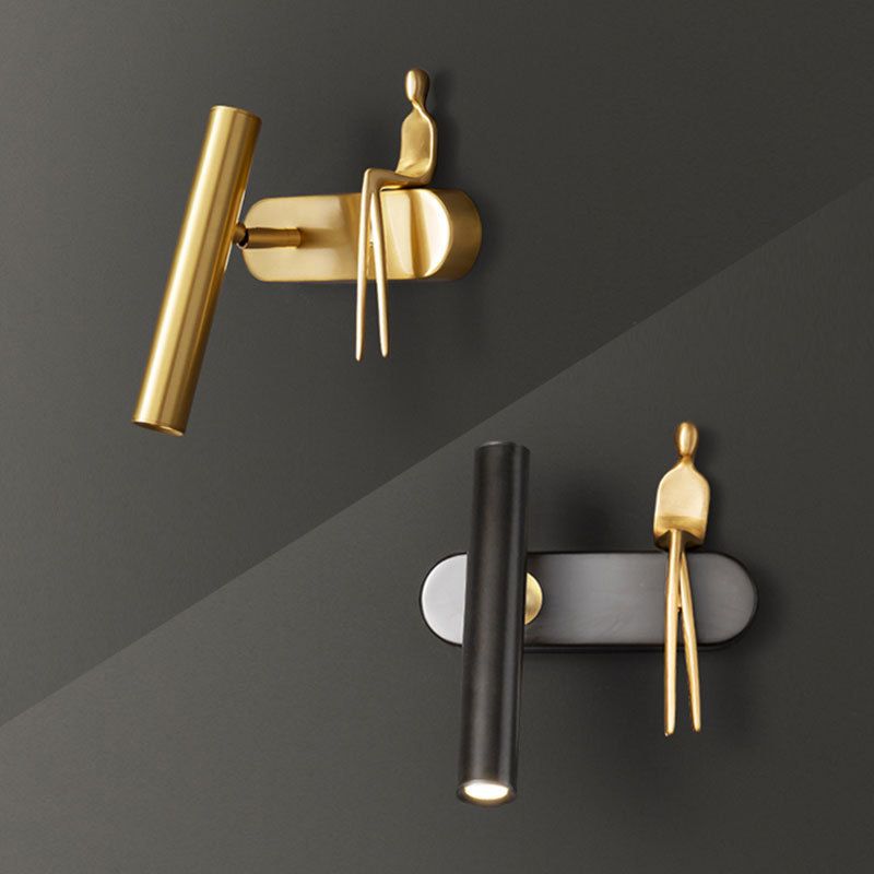 1-Light Cylinder Wall Light Fixture Modern Metal Wall Sconce Light