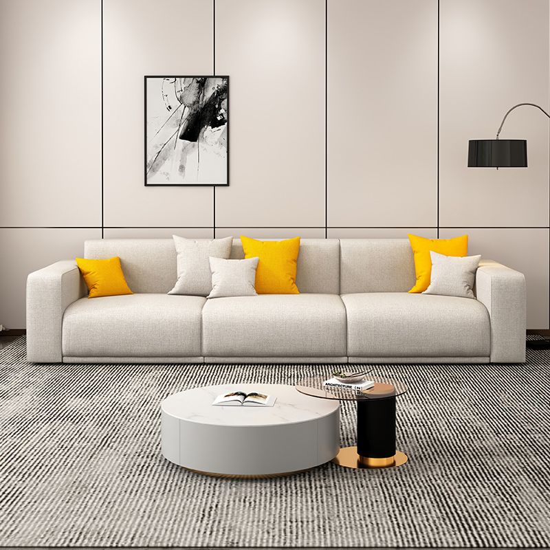 Stationary Slipcovered Cotton Living Room Square Arm Loose Back Sofa