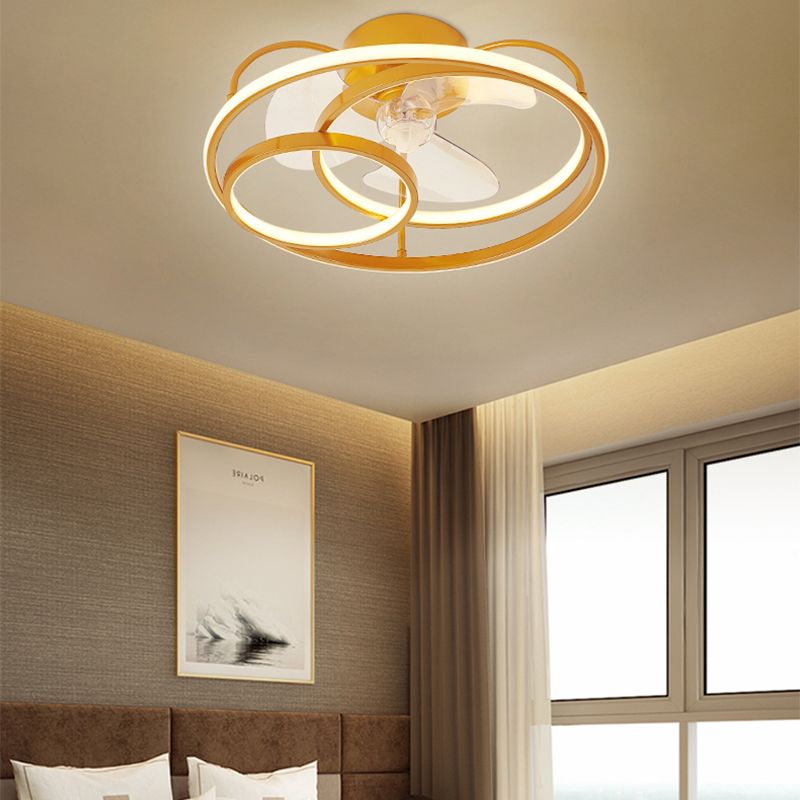 Minimalistische Halo -Ring -Form -Lüfterbeleuchtung Metall Schlafzimmer Halbblöcke Deckenleuchte