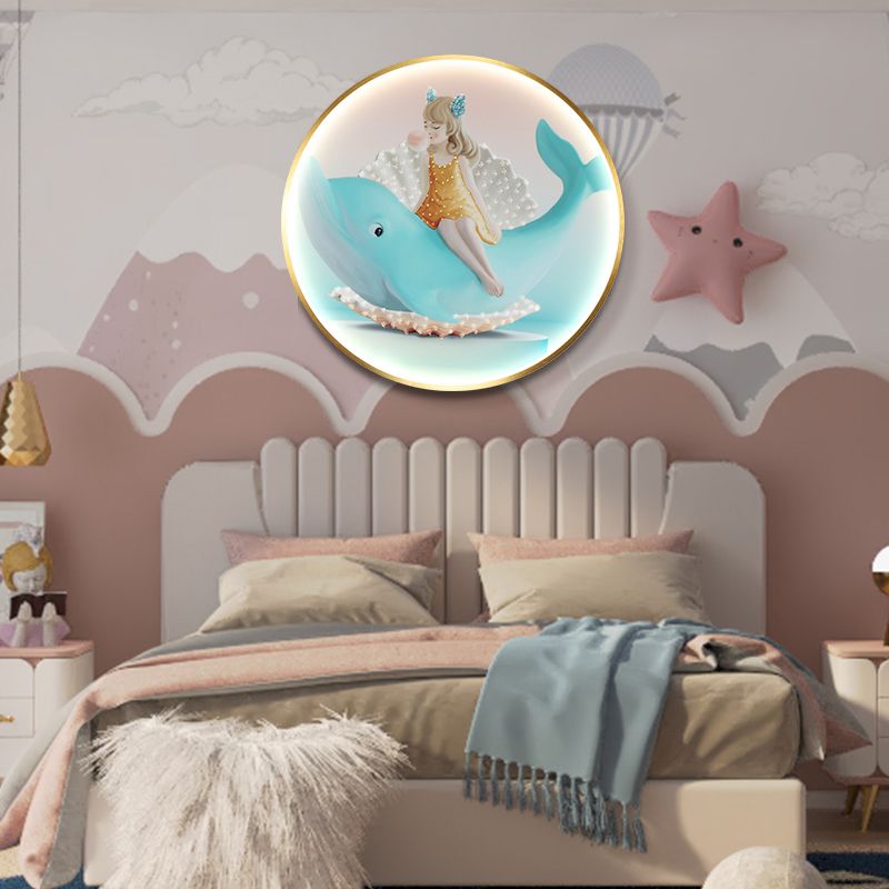 Estilo moderno de forma de círculo muro metal 1 iluminación de apliques de luz para dormitorio