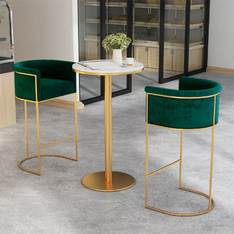 Glam Style Counter Stool Upholstered Bar Stool with Metal Base