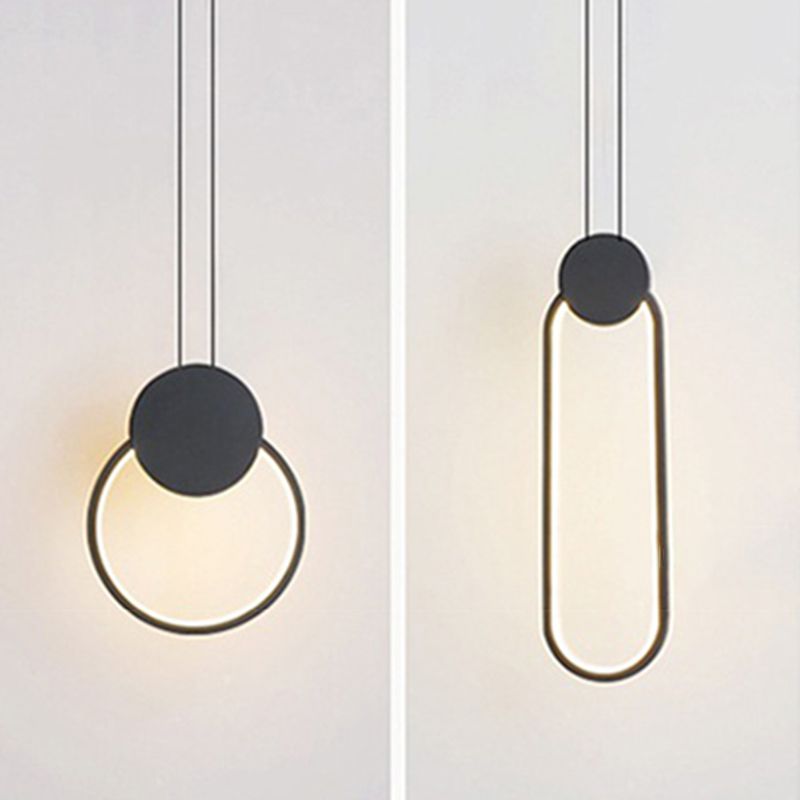 Black Geometric LED Pendant Light in Modern Concise Style Aluminium Hanging Lamp with Acrylic Shade