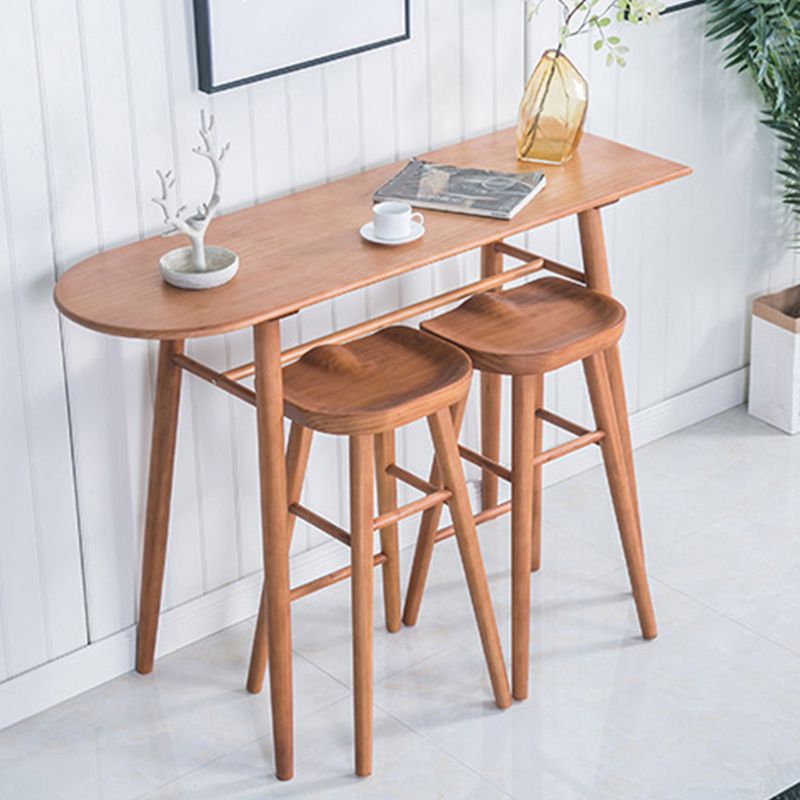 Industrial Armless Bar Stools Solid Wood Dining Stool with Footrest