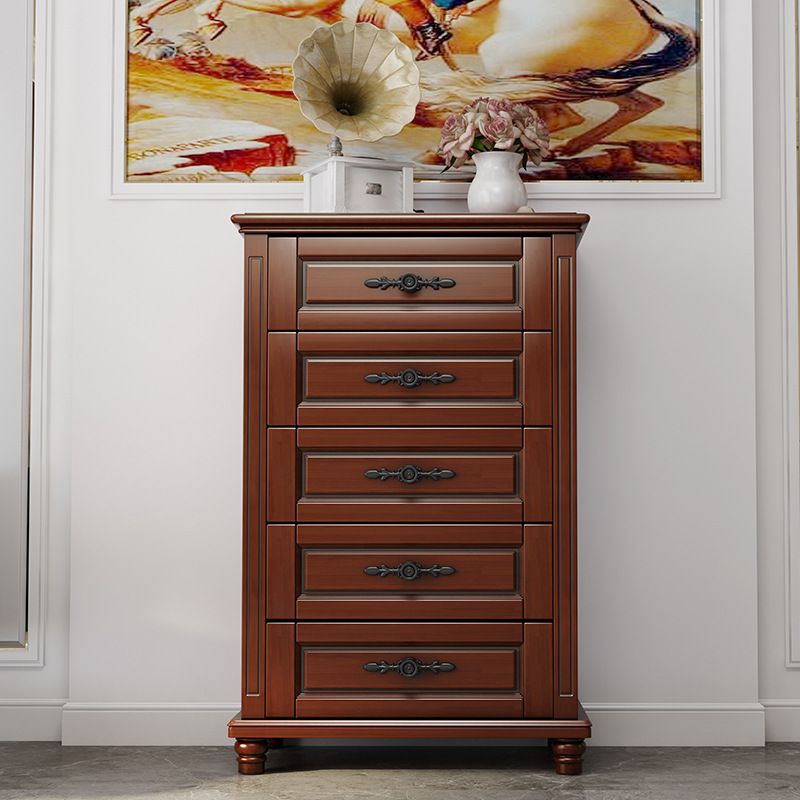 Mid-Century Modern Wood Chest 43.3" Tall 5 - Drawer Accent Chest