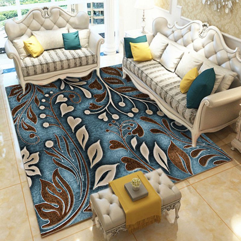 Casual Digital Print Floral Rug Multi-Color Modern Rug Polyester Stain Resistant Anti-Slip Backing Washable Carpet for Great Room