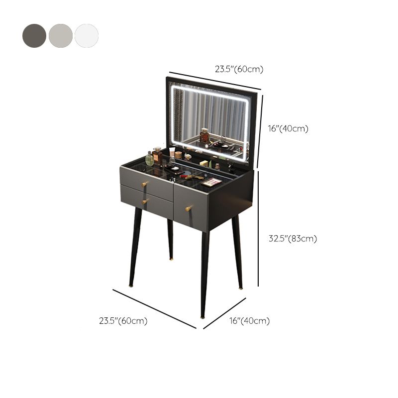 Glam Mirrored Glass Vanity Desk 3 Drawer Vanity Dressing Table