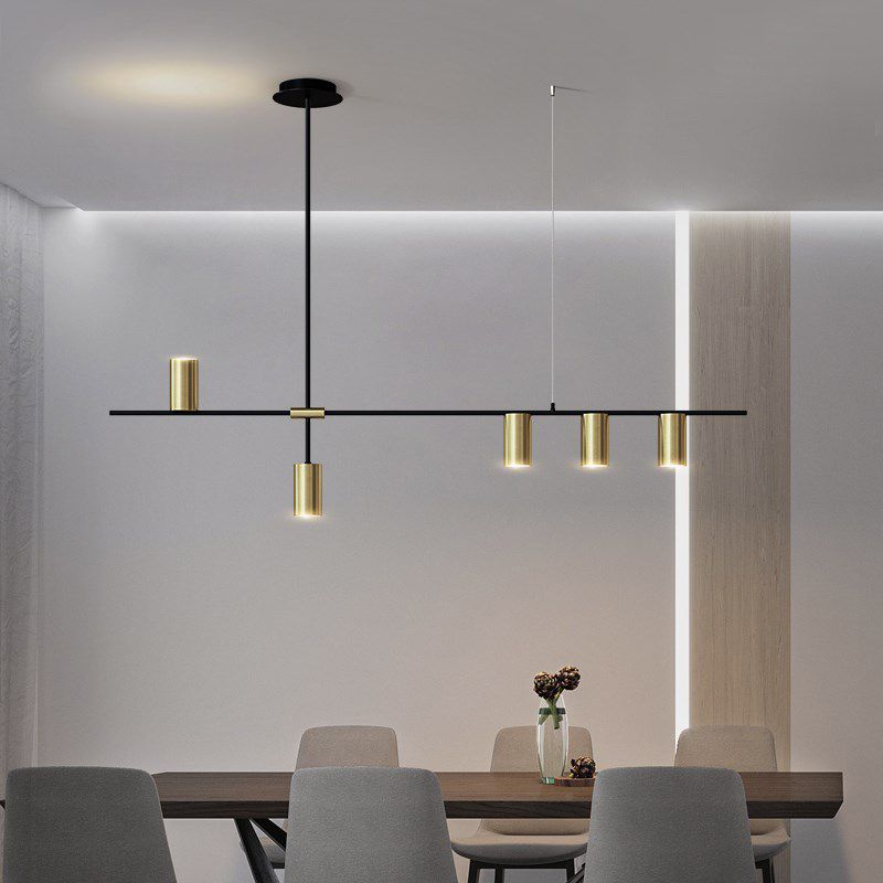Contemporary Cylinder Island Lights Metal Island Pendant Fixture for Kitchen