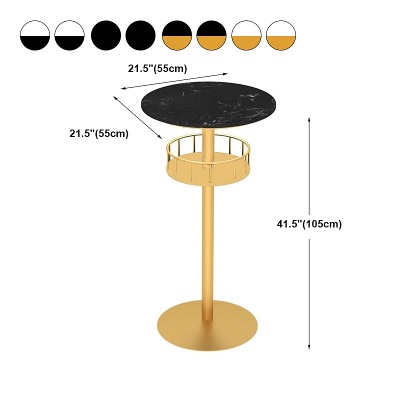 Contemporary Bar Dining Table Indoor Pedestal Marble Top Bar Height Table 42-Inch Top