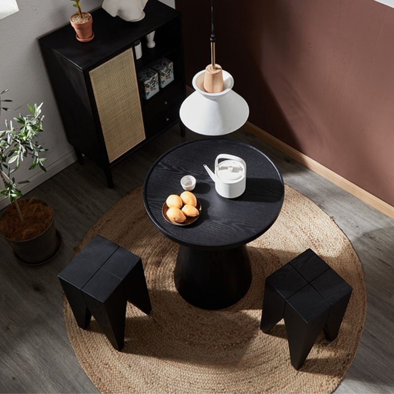 French Country Style Round Old Solid Wood Table with Pedestal Base Coffee Table