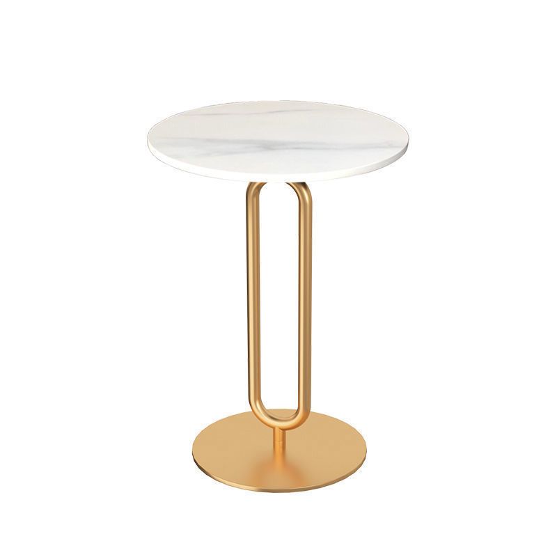Modern Style Slate Top Metal Base White/black Round Side Table