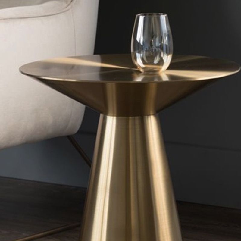 Mid-Century Side Table Metal Round Pedestal Living Room End Table