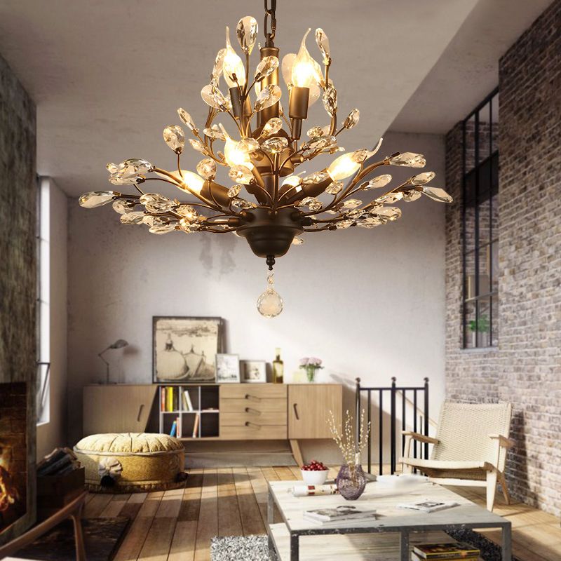 Crystal Branches Ceiling Chandelier Traditional Dining Room Pendant Lighting Fixture