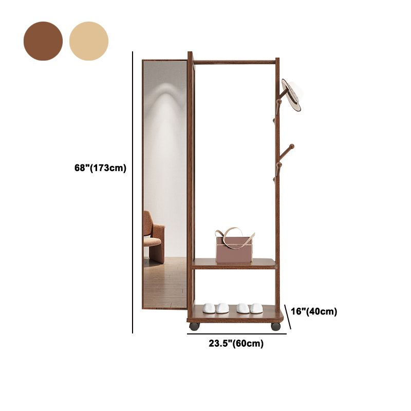 Contemporary Rubberwood Solid Wood Wardrobe 2 Shelves Wardrobe Closet