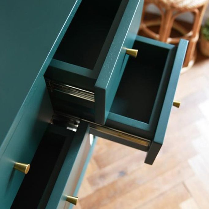 Contemporary Green Accent Chest with 8 Drawers and Straight Legs