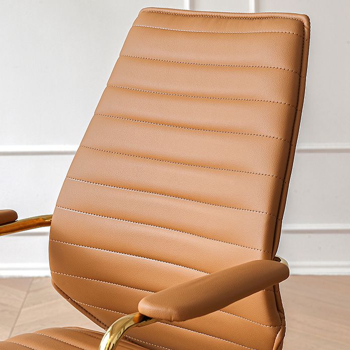 Modern Mid Back Desk Chair Faux Leather Swivel Office Chair with Padded Arms