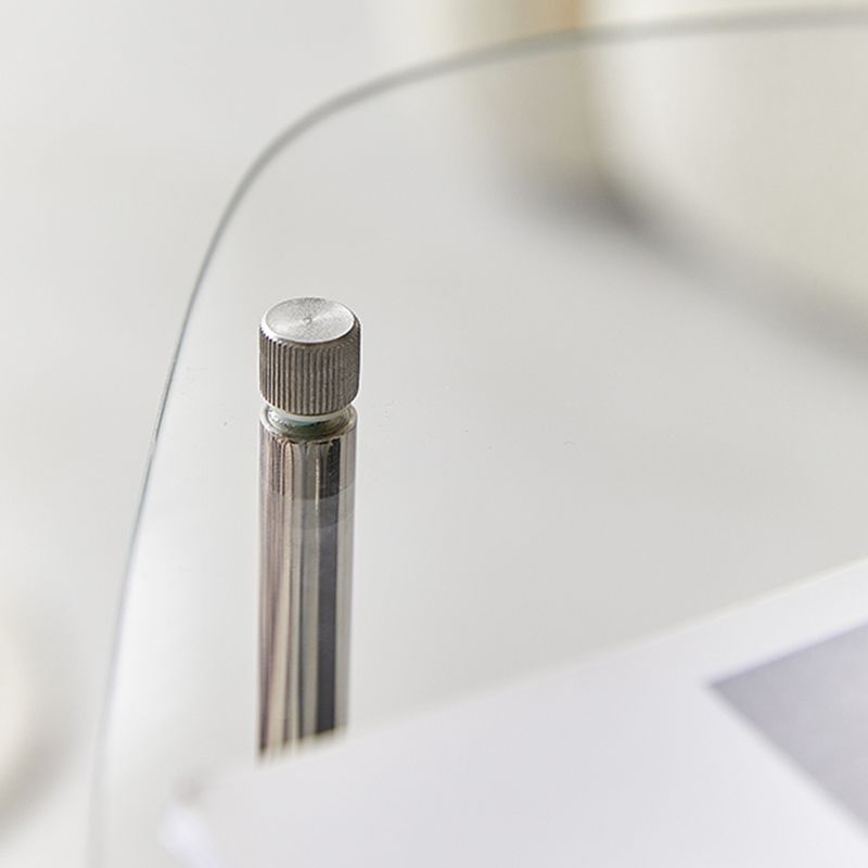 Modern Glass 2-shelf Side Table 4 Legs Sofa Side Accent Table