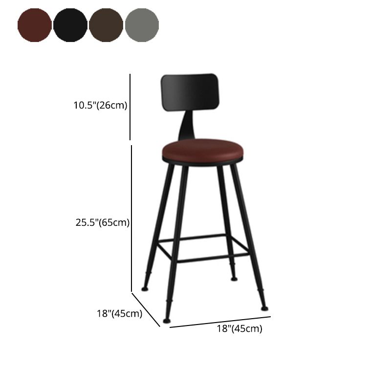Industrielle armlose Rückenlehne Counterhocker Iron Barhocker mit Lederkissen