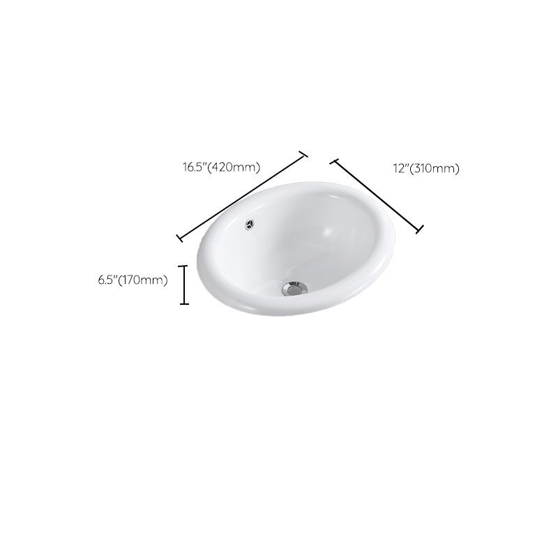 Contemporary Bathroom Sink with Overflow Porcelain Round Vessel Lavatory Sink