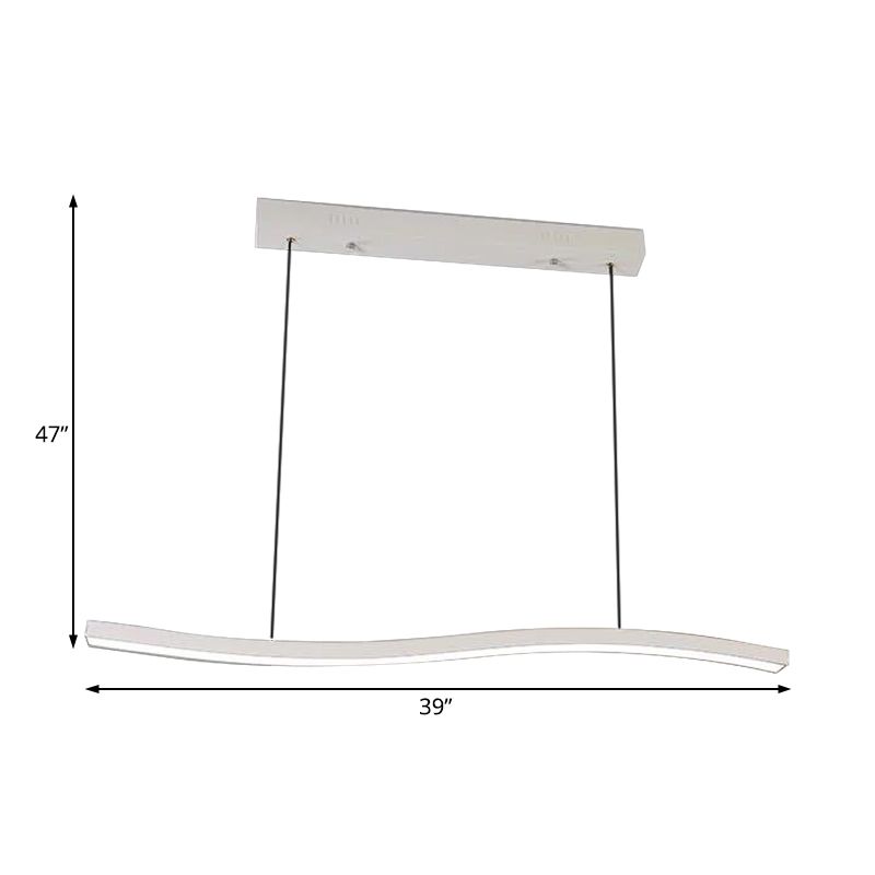 Acrylic Wave Chandelier Lighting Modernist Led White Hanging Pendant Lamp for Bedroom in White/Warm Light