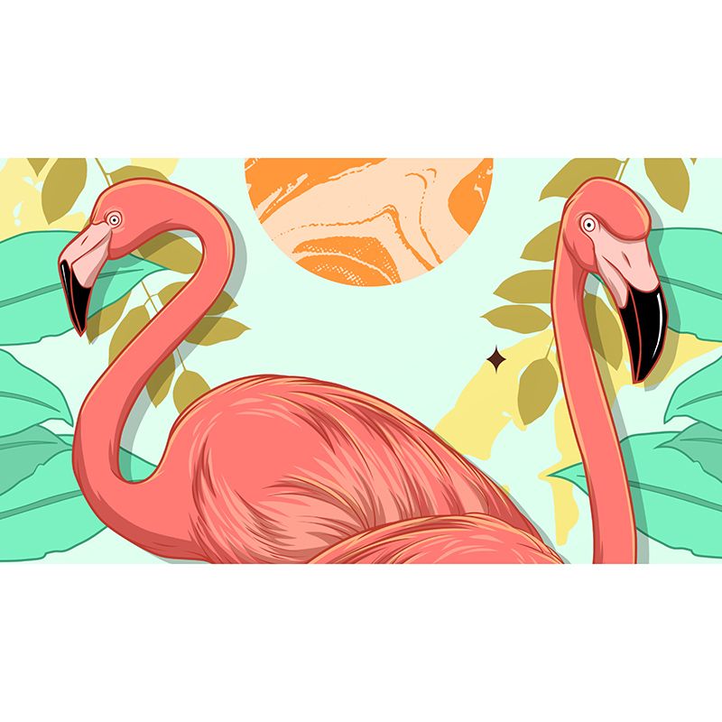 Sunset Flamingo Illustration Mural for Home Bedroom Decoration, Made to Measure