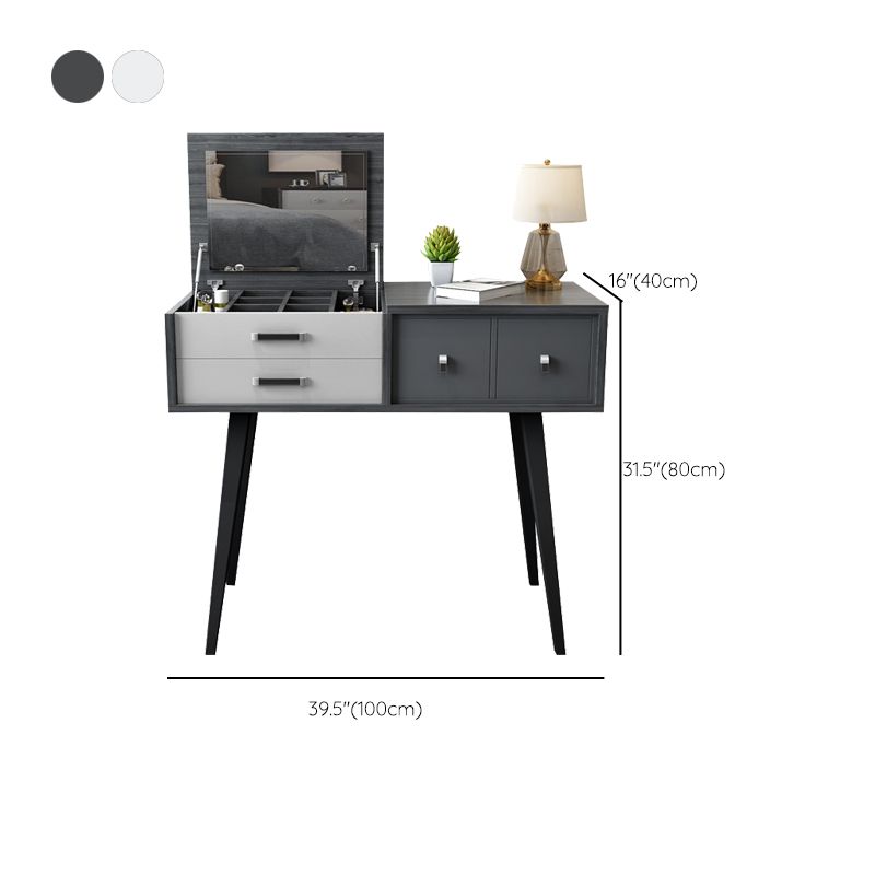 Mirror Table Dressing Table Solid Wood Make-up Vanity with Drawers