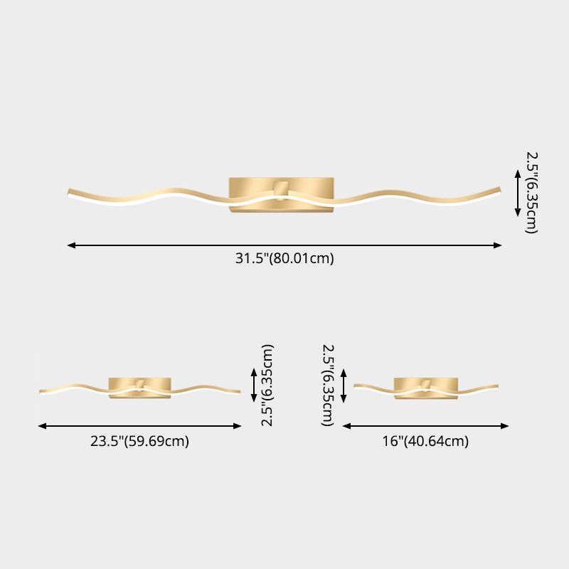 Modern Minimalist Style Linear Flush Mount Wall Sconce Metal Wall Mounted Lighting for Bathroom