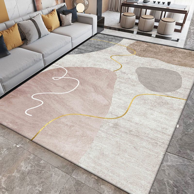 Beige Nordic Carpet Polyester Color Piece Area Rug Stain Resistant Rug for Sitting Room