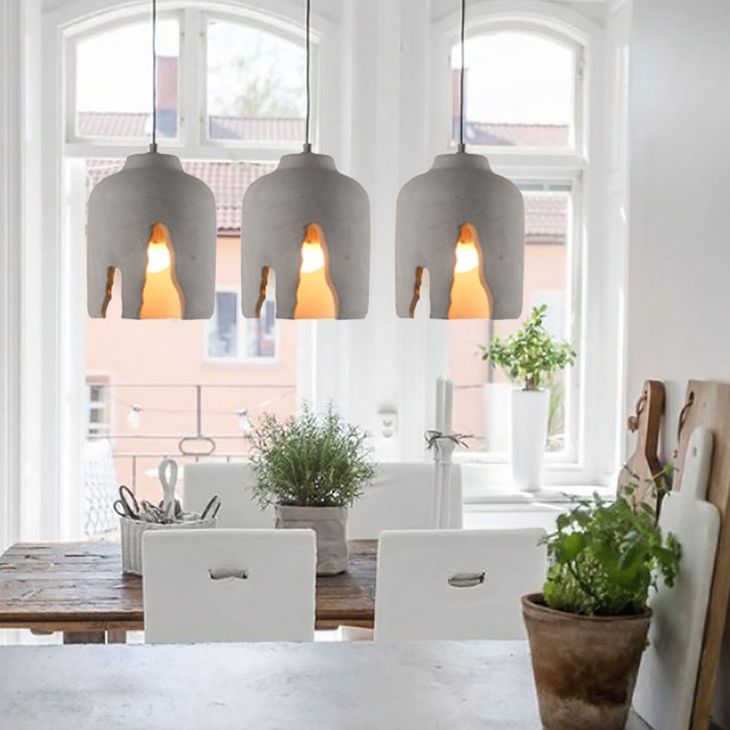 Notch Design Cement Hanging Light Creative Single Bulb Mini Ilumining Pending para Bar Cafe Shop