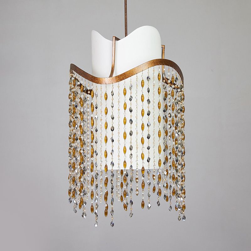 Chandelier suspendu en cascade rural en cascade rural à 3 têtes avec une teinte en tissu