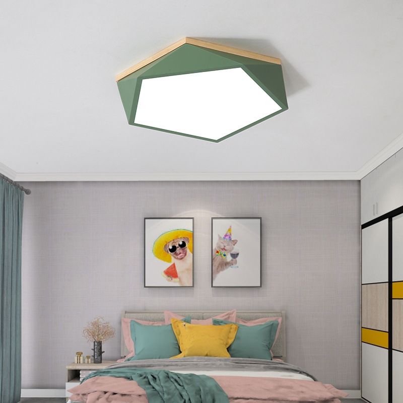 Moderne minimaliste LED géométrique Flush Mount Wrought Iron Ceiling Light with Acrylic Shade