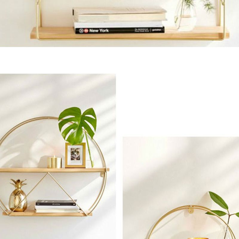 Floating Metal Bookshelf Luxury Gold Open Bookcase with Shelves