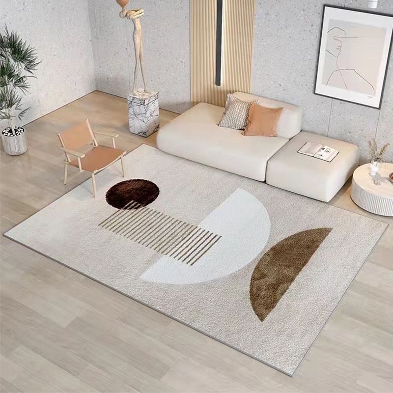 Gray Modern Rug Polyester Irregular Fringe Rug Washable Rug for Living Room