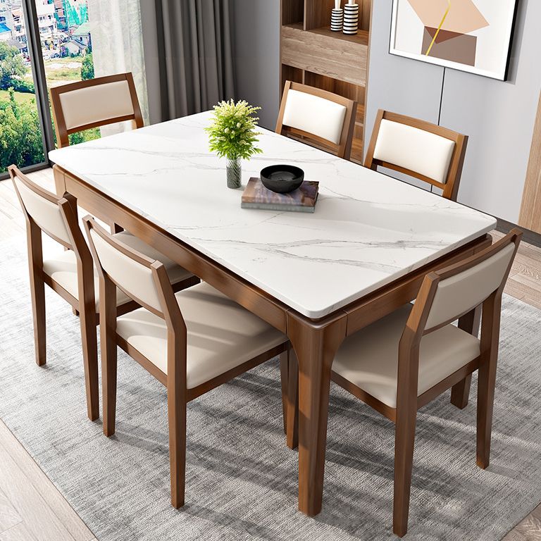 White Stone Table Mid-Century Modern Dining Table with 4 Legs