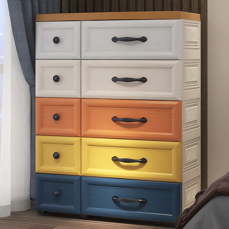 Ultra Modern Plastic Kids Nightstand with Drawers and Legs for Bedroom
