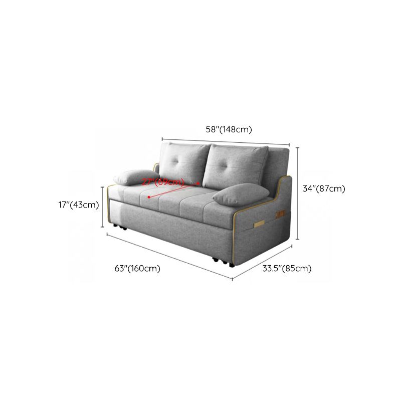 Storage Futon in Gray Modern Fabric Futon And Mattress with Pillows