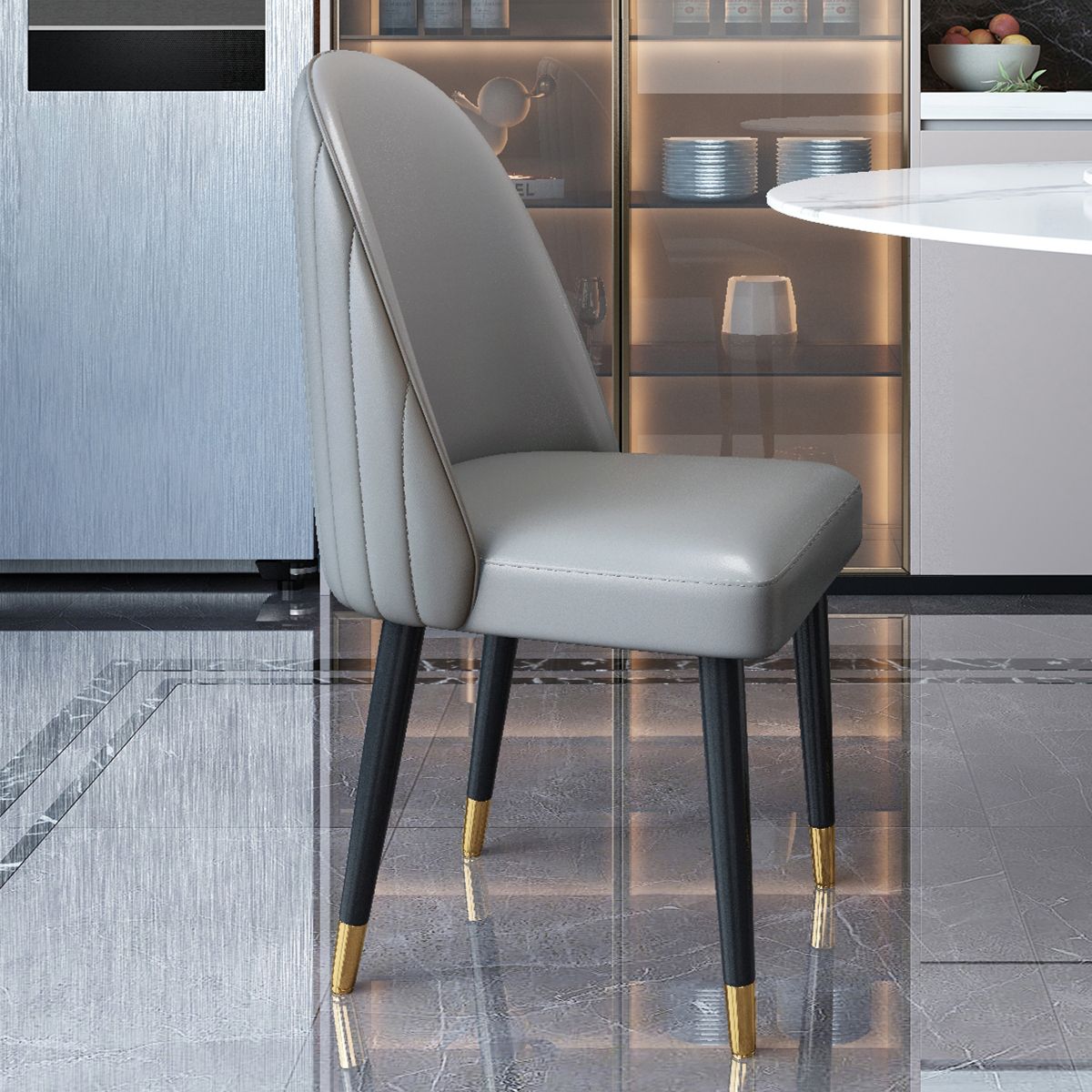 Noordse stijl lederen eetkamerstoel thuiszijde Parsons stoel voor keuken