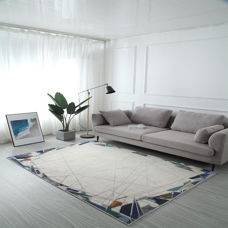 Pink Modern Area Rug Geometric Pattern Polyester Area Carpet Anti-Slip Rug for Living Room