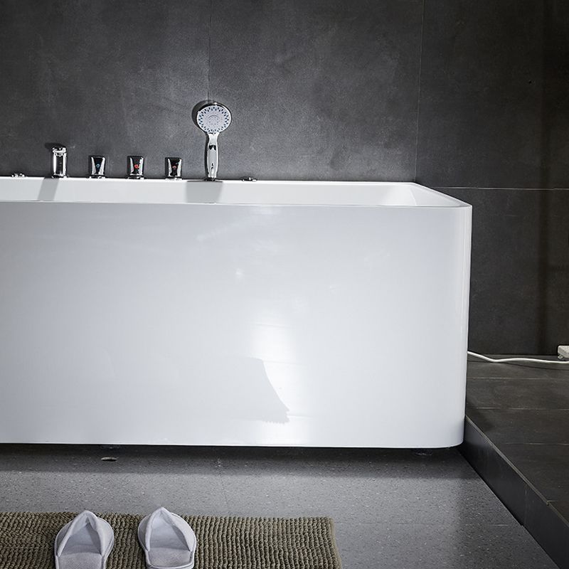 Modern Acrylic Rectangular Bath Tub White Tub with Internal Drain