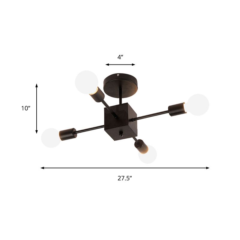 Eenvoudige Lineaire Semi Ceiling Mount Licht Metallic Zwart Plafond Lamp voor Studie Kamer Slaapkamer