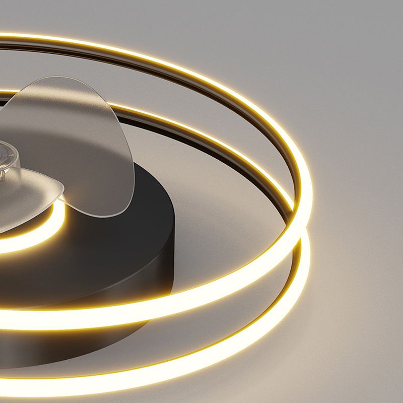 3-Blade LED Fan with Light Modern Black/Golden Ceiling Fan for Foyer