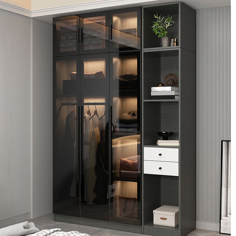 Contemporary Glass Wardrobe Soft Close Door Wardrobe Closet for Bedroom