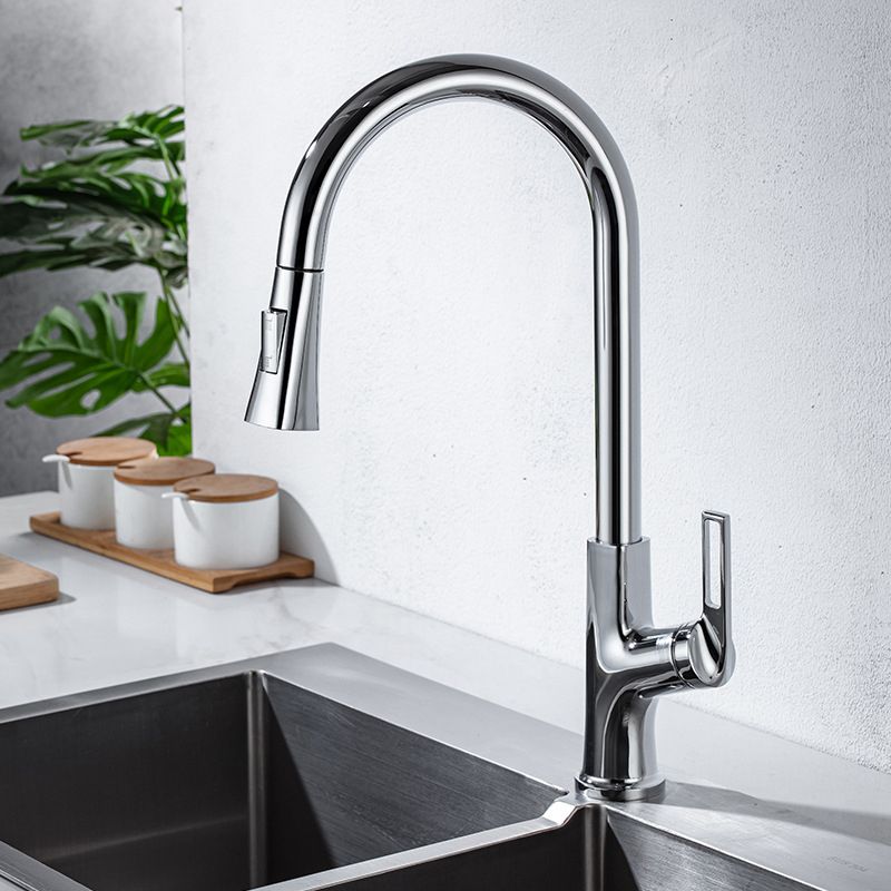 Modern Kitchen Faucet Brass Pulldown Sprayer Swivel Spout Kitchen Sink Faucet