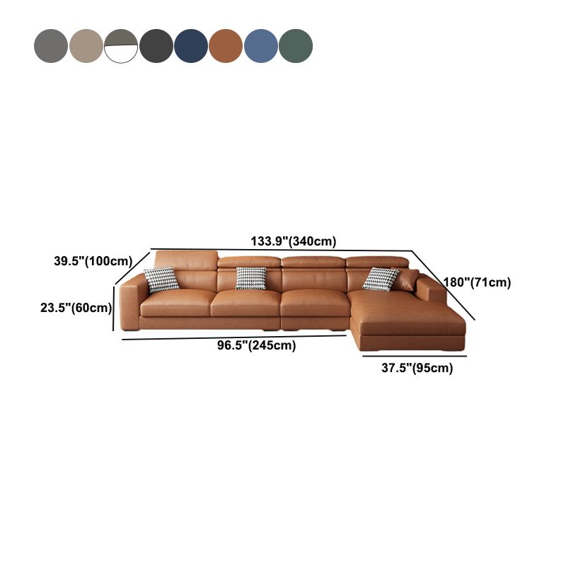 L-Shape Sectional Cushion Back Adjustable Head Pillow Sectional