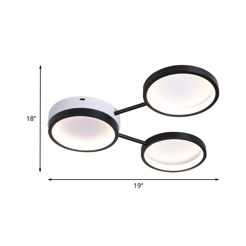 3-Ring Acryl Flushmount Beleuchtung Minimalistische LED schwarze Unterputzlampe im warmen/weißen Licht