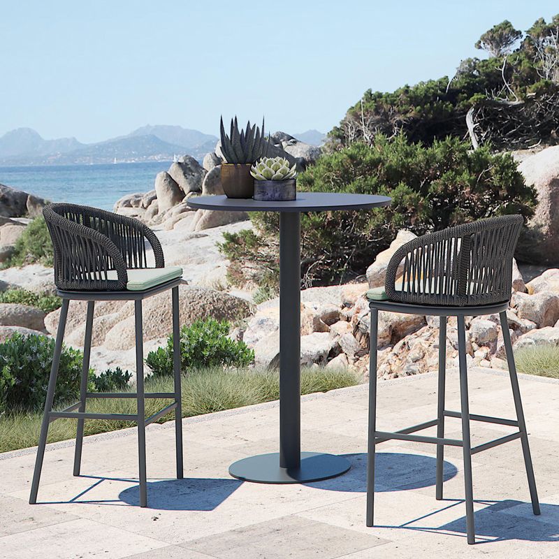 Contemporary Round Bar Height Set 1/3 Pcs Metal Bar Table Set