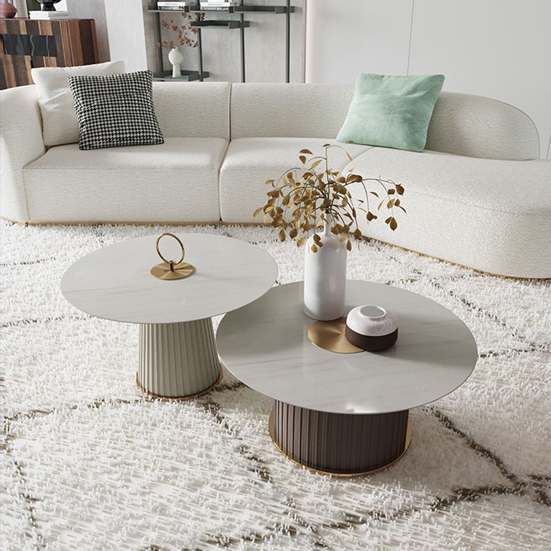 Modern Style Ceramic Veneer Material Design Coffee Table with Circular Shape