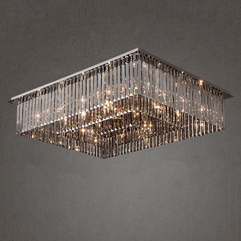 Plafonnier en cristal simple et moderne, en acier inoxydable, forme géométrique, montage encastré