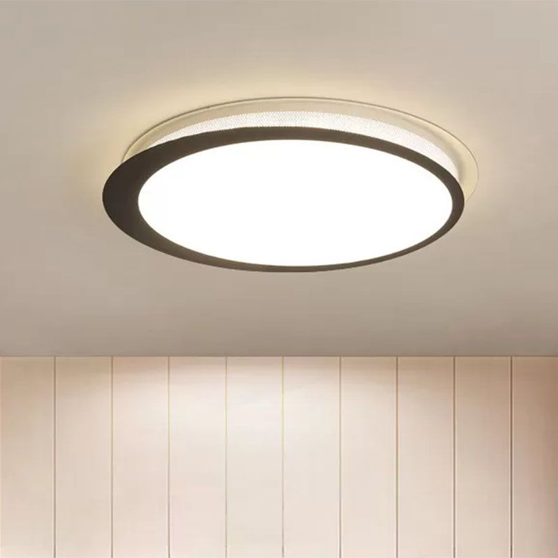 Round Metal Flush Light Artistic Black LED Flush Ceiling Light Fixture for Bedroom